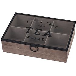 Box na čaj so skleneným vekom, 6 sekcií, MDF