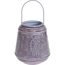 Hliníkový lampáš Larmes fialová, 19 cm