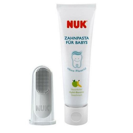 Nuk zubná pasta Apfel-Banane 40 ml + náprstok 