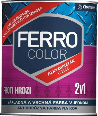 Chemolak FERRO COLOR U 2066 - pololesklá antikorózna farba 2v1 - 1000 - biela - 2,5 L